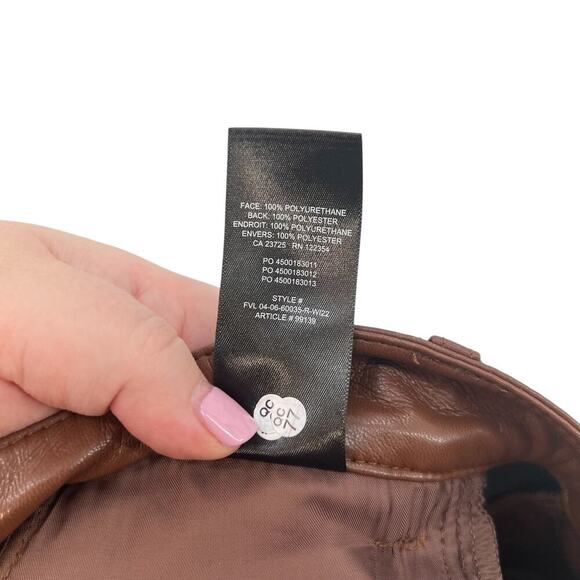 Aritzia Wilfred The Melina Pants Cropped Vegan Leather Cognac Brown Size 00 - Picture 13 of 13